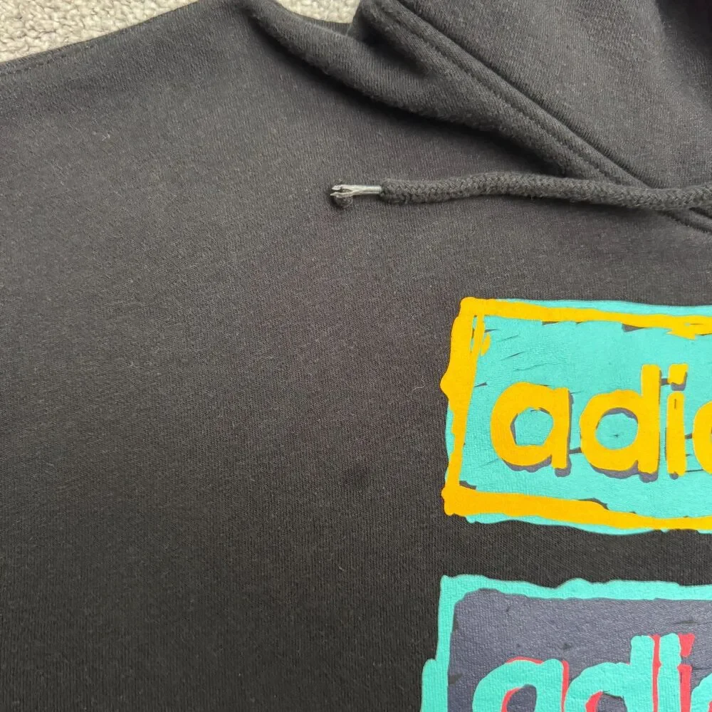 Adidas Originals Stacked Trefoil Graphic Pullover Hoodie Sweatshirt Men XL Black